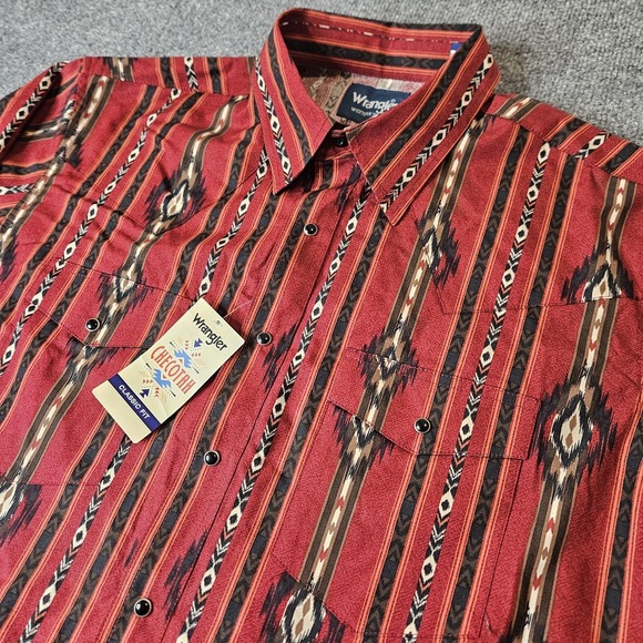 NWOT Wrangler Mens Western Shirt Checotah Size XL Aztec Southwest Pearlsnap - Picture 1 of 9